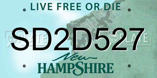 SD2D527 New Hampshire License Plate