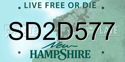 SD2D577 New Hampshire License Plate