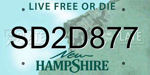 SD2D877 New Hampshire License Plate