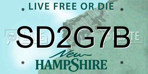 SD2G7B New Hampshire License Plate