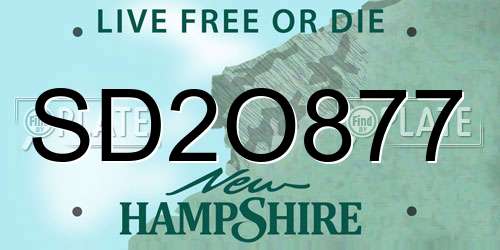 SD2O877 New Hampshire License Plate