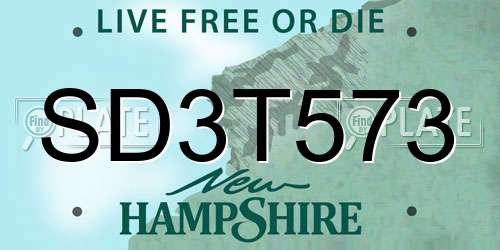 SD3T573 New Hampshire License Plate