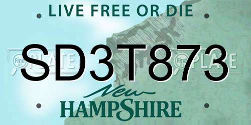 SD3T873 New Hampshire License Plate
