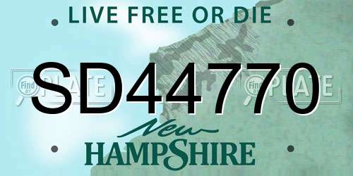 SD44770 New Hampshire License Plate