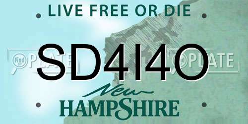 SD4I4O New Hampshire License Plate