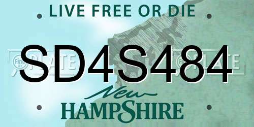 SD4S484 New Hampshire License Plate