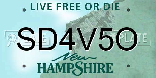 SD4V5O New Hampshire License Plate