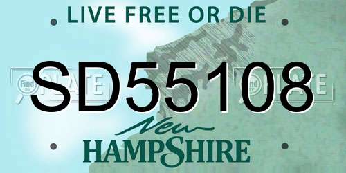 SD55108 New Hampshire License Plate