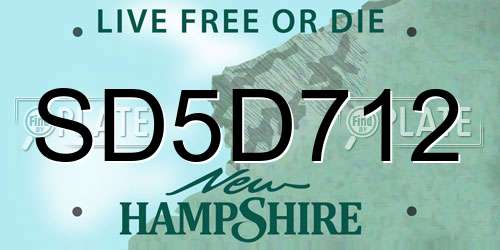 SD5D712 New Hampshire License Plate