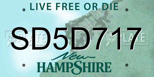 SD5D717 New Hampshire License Plate