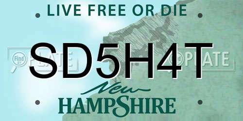 SD5H4T New Hampshire License Plate