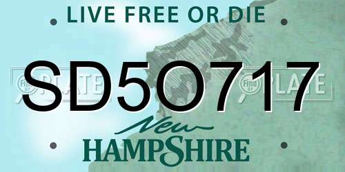 SD5O717 New Hampshire License Plate