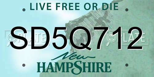 SD5Q712 New Hampshire License Plate