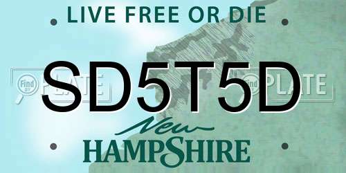 SD5T5D New Hampshire License Plate