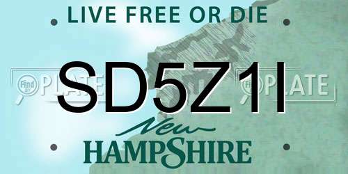 SD5Z1I New Hampshire License Plate