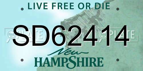 SD62414 New Hampshire License Plate
