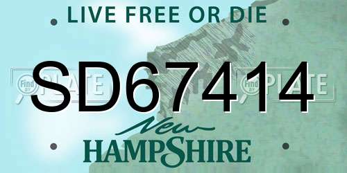 SD67414 New Hampshire License Plate
