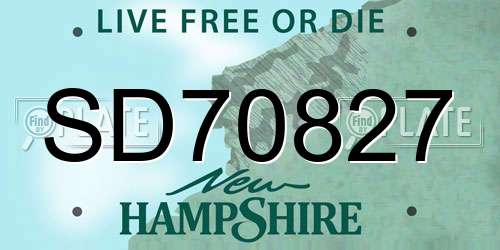 SD70827 New Hampshire License Plate