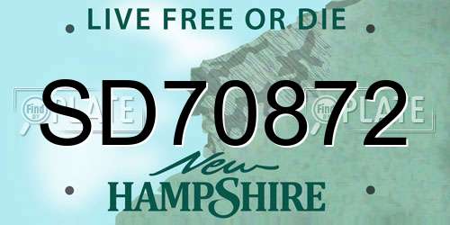 SD70872 New Hampshire License Plate