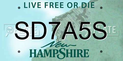 SD7A5S New Hampshire License Plate