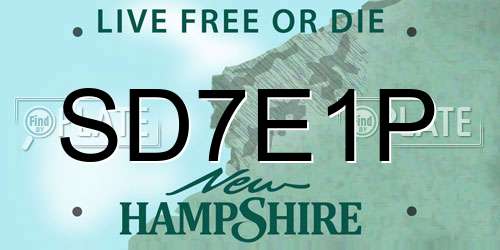SD7E1P New Hampshire License Plate