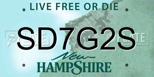 SD7G2S New Hampshire License Plate