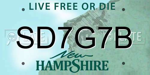 SD7G7B New Hampshire License Plate