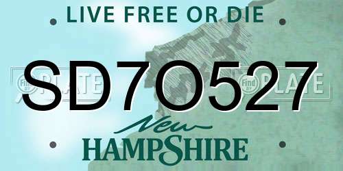 SD7O527 New Hampshire License Plate