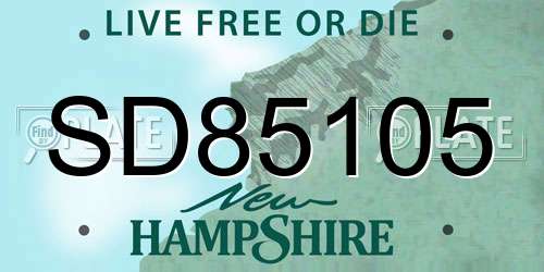 SD85105 New Hampshire License Plate