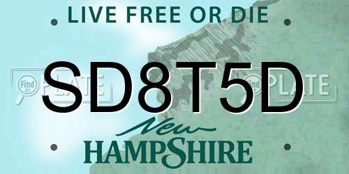 SD8T5D New Hampshire License Plate