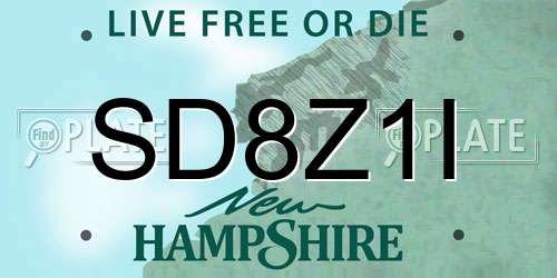 SD8Z1I New Hampshire License Plate