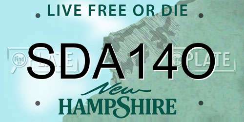 SDA14O New Hampshire License Plate