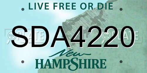 SDA4220 New Hampshire License Plate