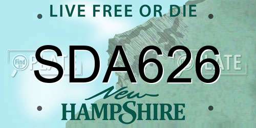 SDA626 New Hampshire License Plate