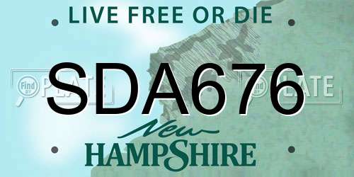 SDA676 New Hampshire License Plate
