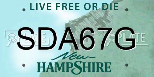SDA67G New Hampshire License Plate