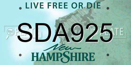 SDA925 New Hampshire License Plate
