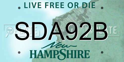 SDA92B New Hampshire License Plate