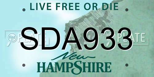SDA933 New Hampshire License Plate