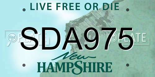 SDA975 New Hampshire License Plate