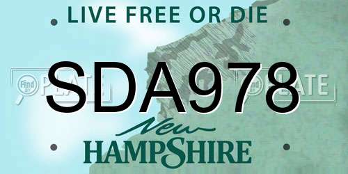SDA978 New Hampshire License Plate