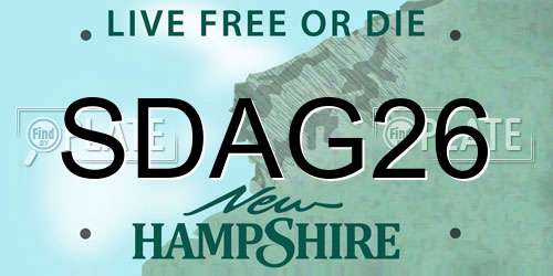 SDAG26 New Hampshire License Plate