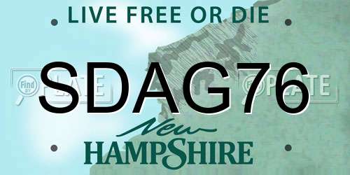 SDAG76 New Hampshire License Plate