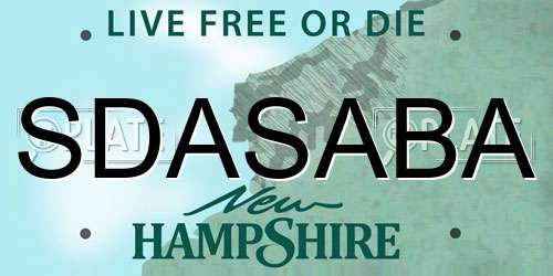 SDASABA New Hampshire License Plate