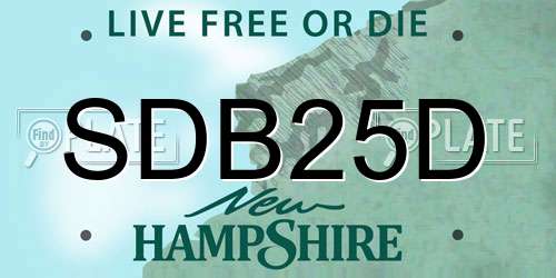 SDB25D New Hampshire License Plate