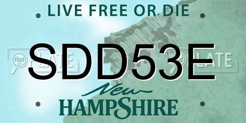 SDD53E New Hampshire License Plate