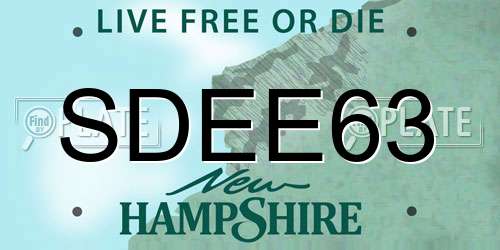 SDEE63 New Hampshire License Plate