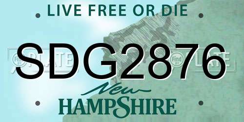 SDG2876 New Hampshire License Plate