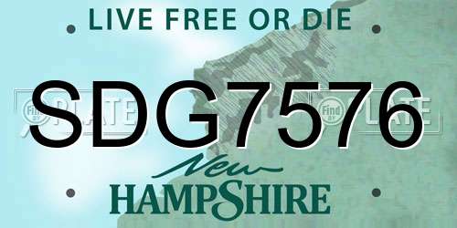 SDG7576 New Hampshire License Plate