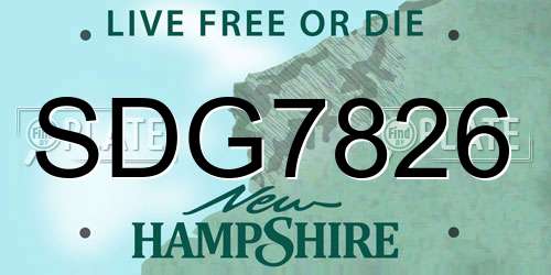 SDG7826 New Hampshire License Plate